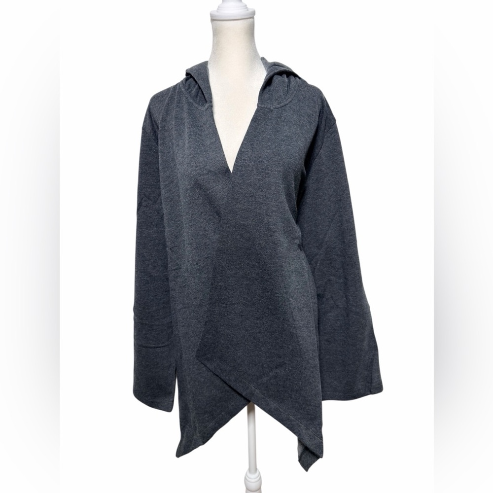 Roaman’s Hooded Open-Front Cardigan – Gray – Size 3X (30/32) – cotton blend NWT